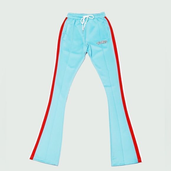 Tulones Stacked Track Pants Sky Blue & Red Size X Large NWT - Picture 1 of 4